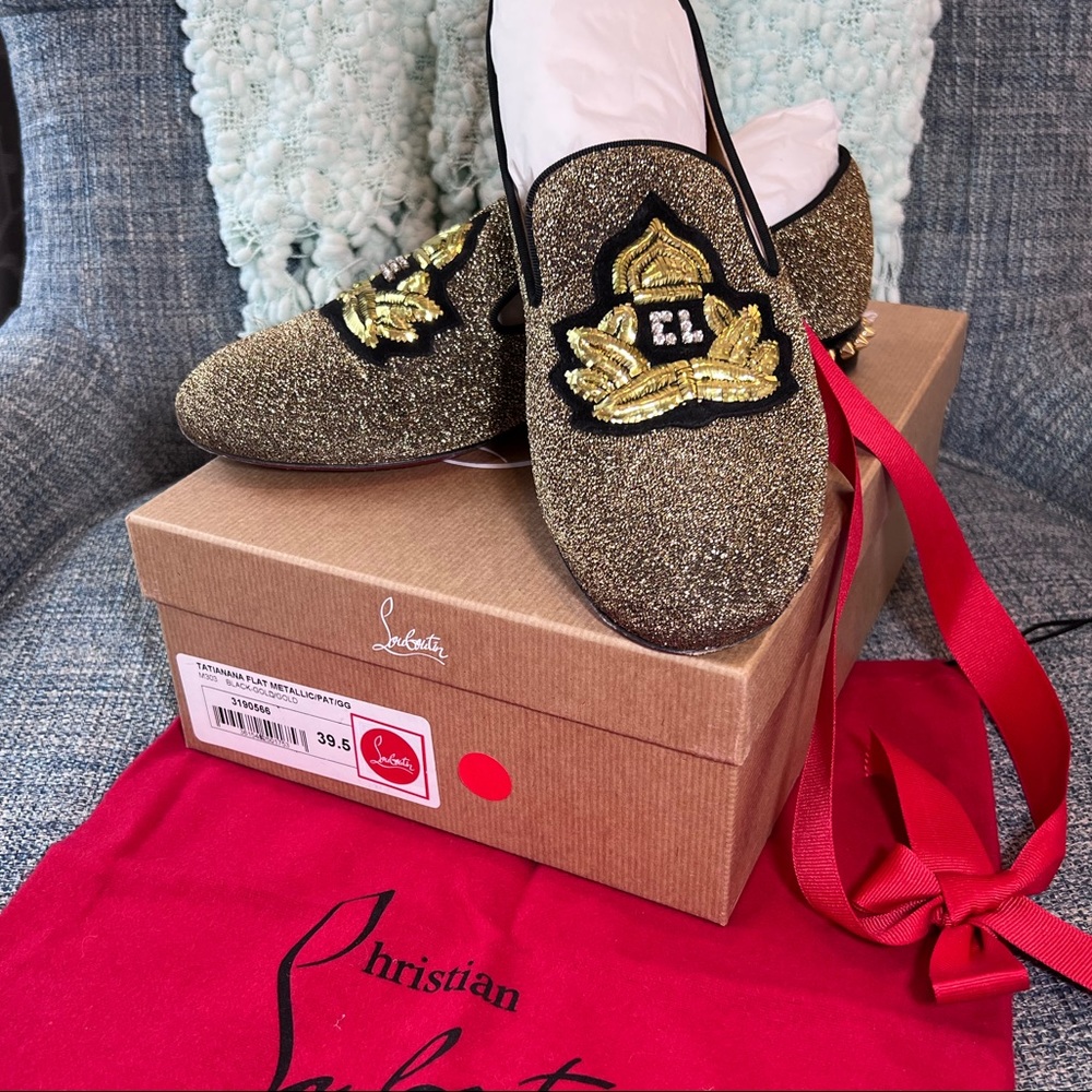 Christian Louboutin Tatianana Metallic Gold Flats